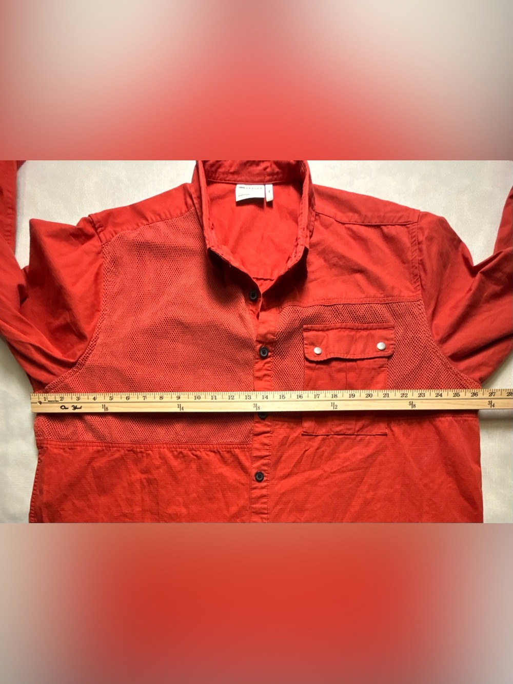 ASOS DESIGN Utility Mesh Panel Overshirt Red Orange Men’s 2XL #865 - Picture 7 of 9